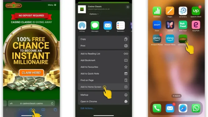 Casino Classic iOS home screen step 1