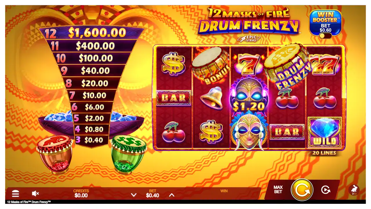 12 Masks of Fire Drum Frenzy slot cover
